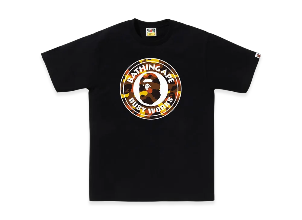 A BATHING APE 1St Camo Busy Works Tee "Black/Orange"