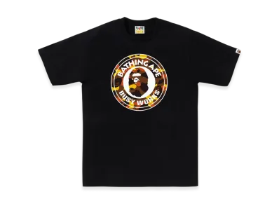 A BATHING APE 1St Camo Busy Works Tee "Black/Orange"