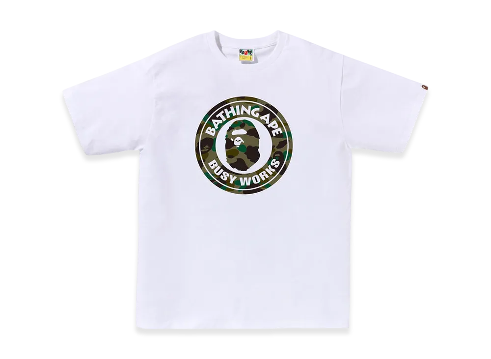 A BATHING APE 1St Camo Busy Works Tee "White/Green"