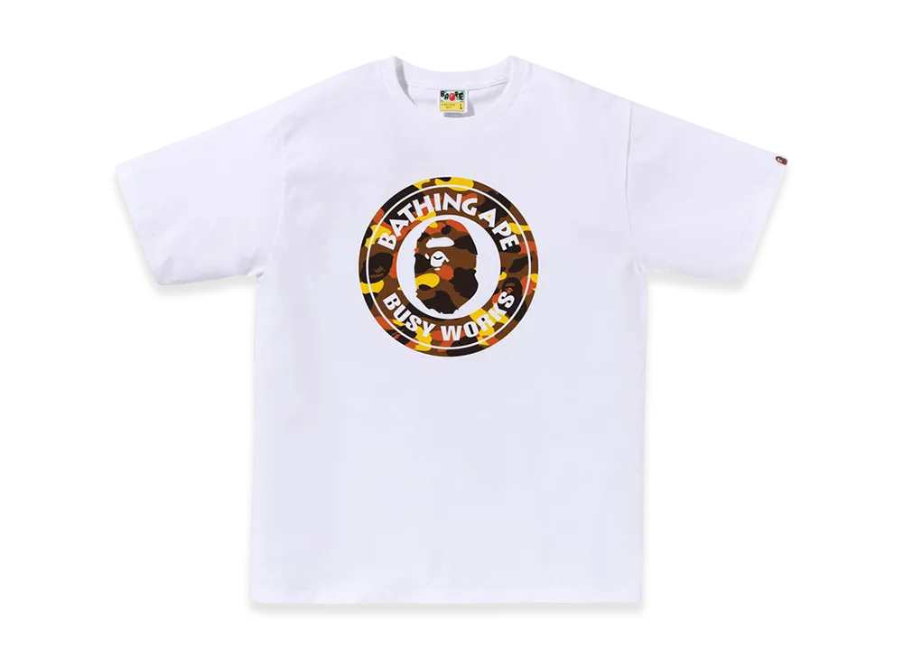 A BATHING APE 1St Camo Busy Works Tee "White/Orange"