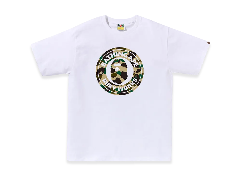 A BATHING APE 1St Camo Busy Works Tee "White/Yellow"