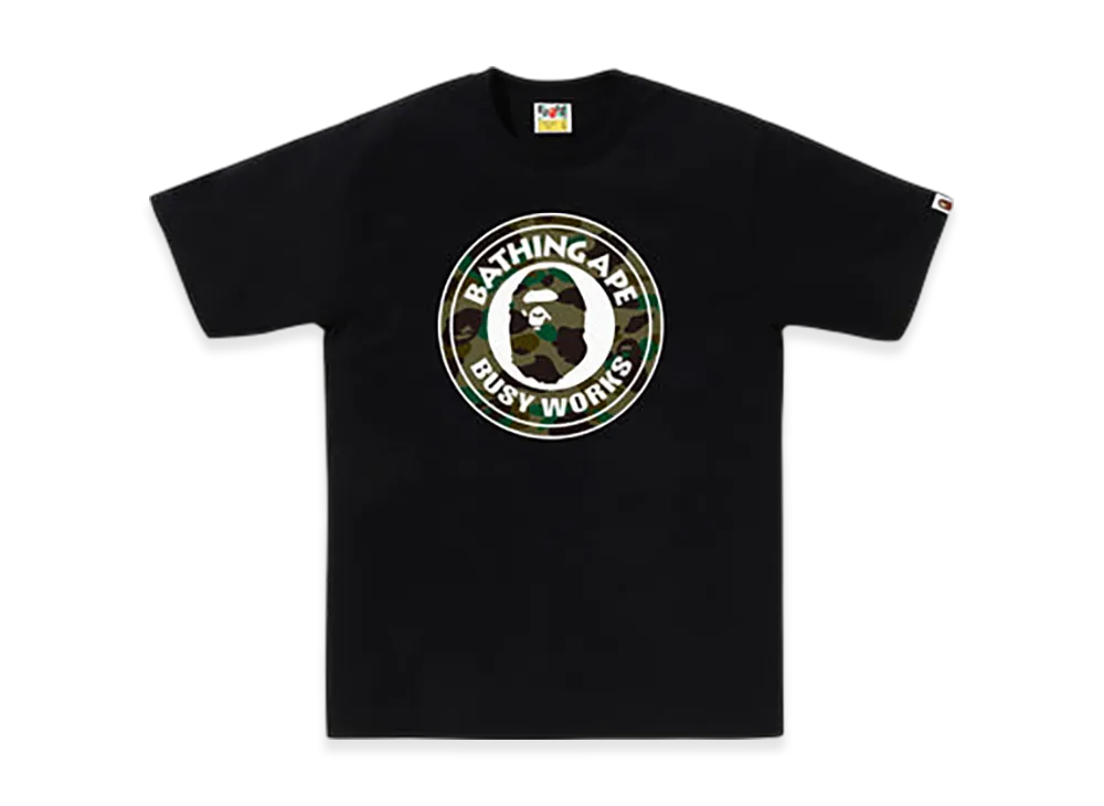A BATHING APE 1St Camo Busy Works Tee "Black/Green"