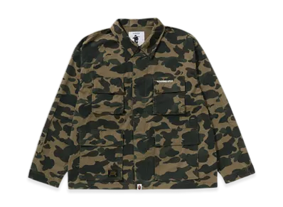 A BATHING APE 1St Camo Heavy Washed Multi Pocket Cargo LS Shirt "Green"