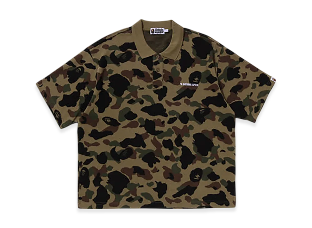 A BATHING APE 1St Camo Jacquard Logo Relaxed Fit Polo Shirt "Green"
