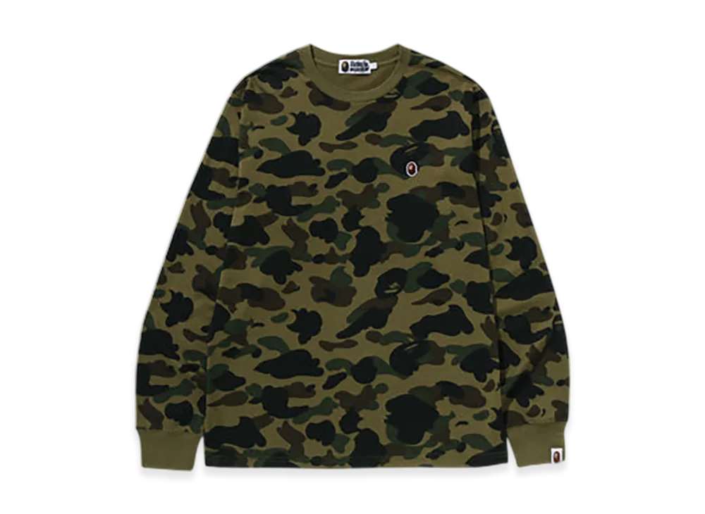 A BATHING APE 1St Camo One Point LS Tee "Green"