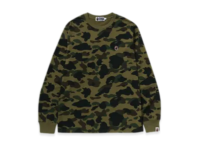 A BATHING APE 1St Camo One Point LS Tee "Green"