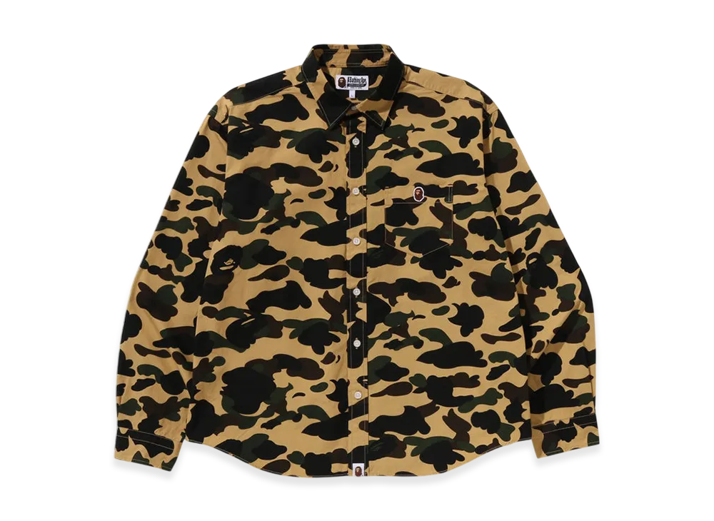 A BATHING APE 1St Camo One Point Relaxed Fit LS Shirt "Yellow"