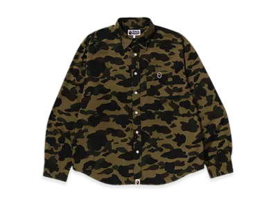 A BATHING APE 1St Camo One Point Relaxed Fit LS Shirt "Green"