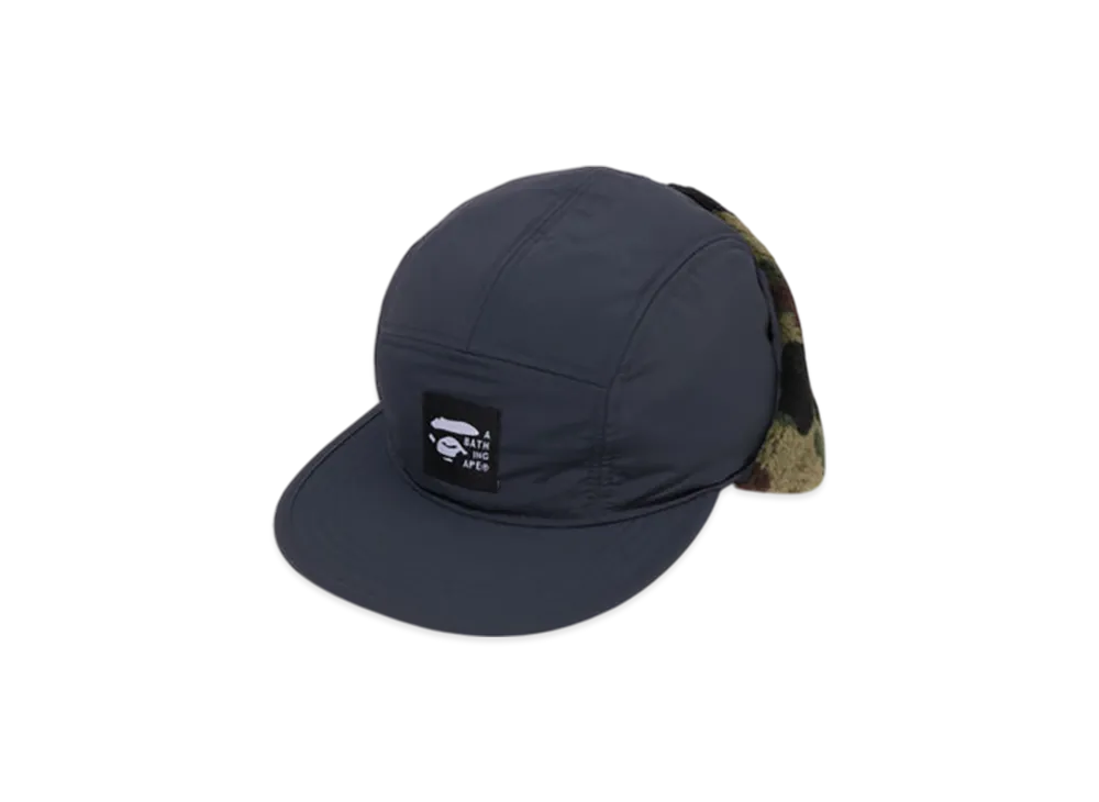 A BATHING APE 1St Camo Puffy Flight Cap "Navy"