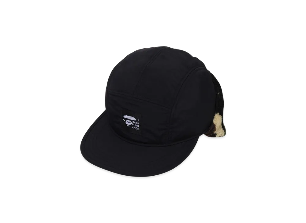 A BATHING APE 1St Camo Puffy Flight Cap "Black"