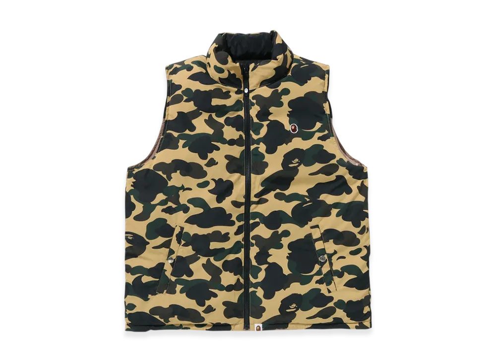 A BATHING APE 1St Camo Reversible Down Vest "Yellow"