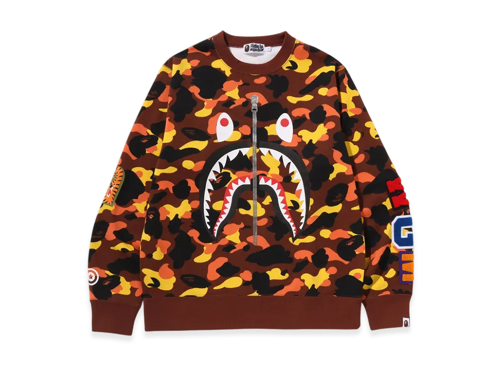 A BATHING APE 1St Camo Shark Crewneck Sweatshirt "Orange"