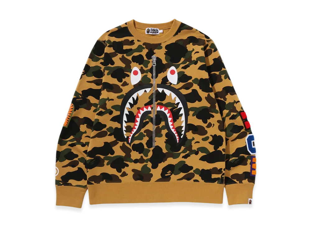 A BATHING APE 1St Camo Shark Crewneck Sweatshirt "Yellow"