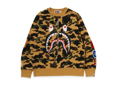 A BATHING APE 1St Camo Shark Crewneck Sweatshirt "Yellow"