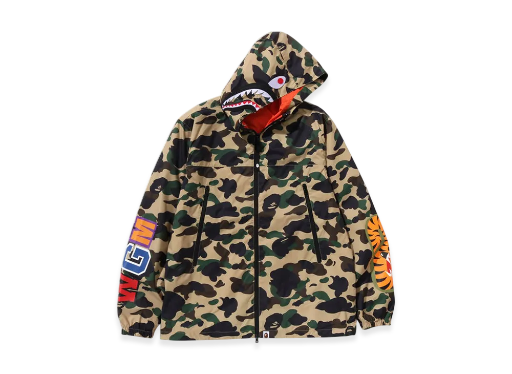 A BATHING APE 1St Camo Shark Hoodie Jacket "Yellow"