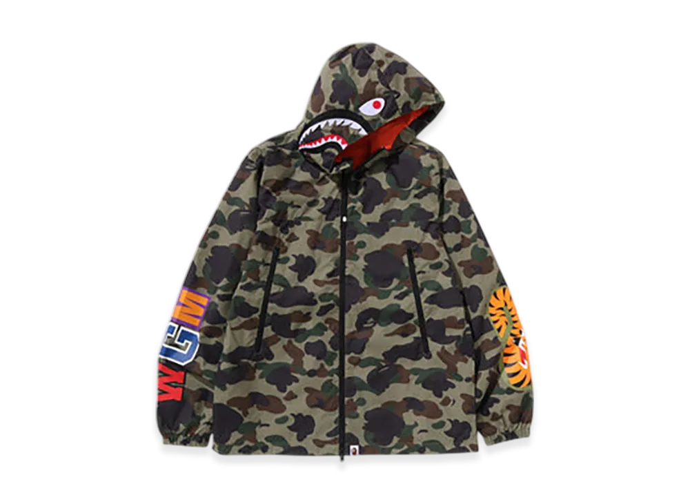 A BATHING APE 1St Camo Shark Hoodie Jacket "Green"