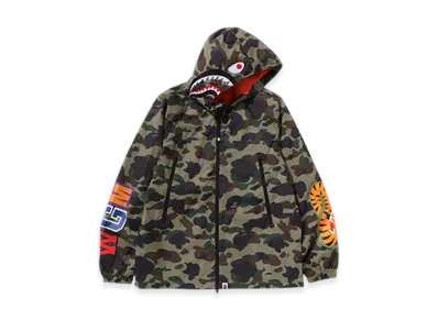A BATHING APE 1St Camo Shark Hoodie Jacket "Green"