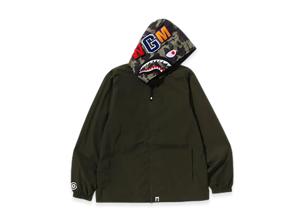A BATHING APE 1St Camo Shark Hoodie Jacket "Green"