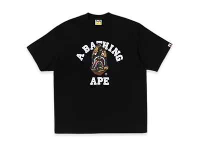 A BATHING APE 1St Camo Shark Seijin College Relaxed Fit Tee "Black"
