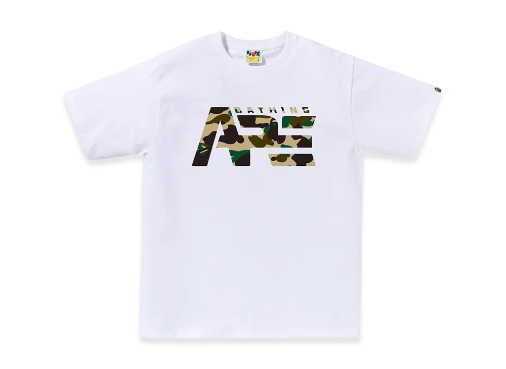 A BATHING APE 1St Camo Tactical Logo Tee "White/Yellow"