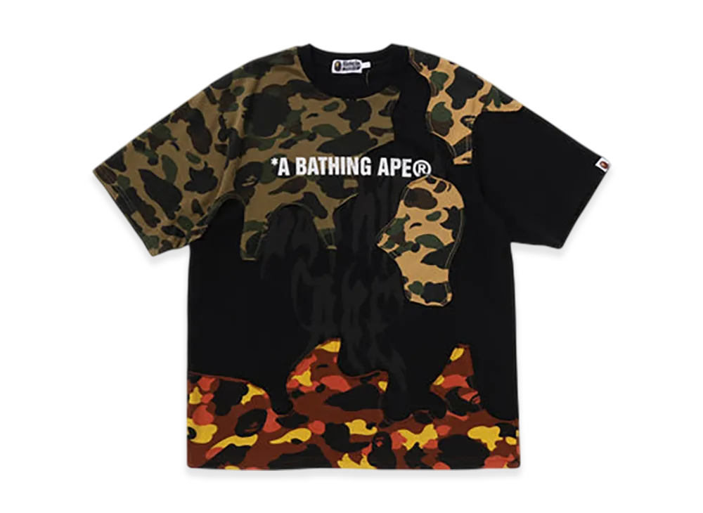 A BATHING APE 1St Camo Upcycled Logo Relaxed Fit Tee "Black"