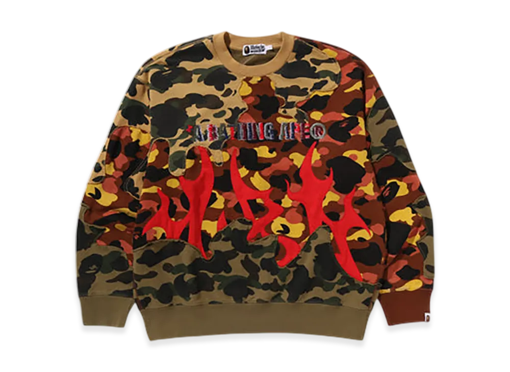 A BATHING APE 1St Camo Upcycled Relaxed Fit Crewneck Sweatshirt "Multi"