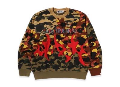 A BATHING APE 1St Camo Upcycled Relaxed Fit Crewneck Sweatshirt "Multi"