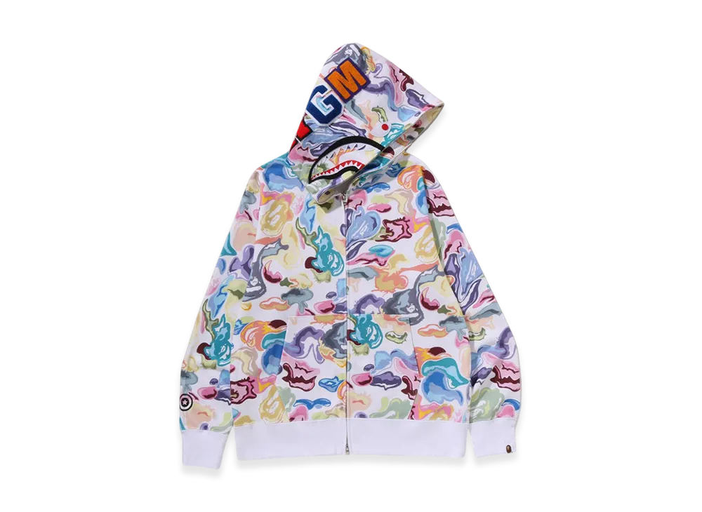 A BATHING APE Art Camo Shark Full Zip Hoodie "White"