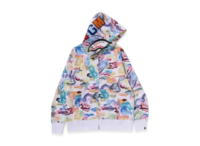 A BATHING APE Art Camo Shark Full Zip Hoodie "White"