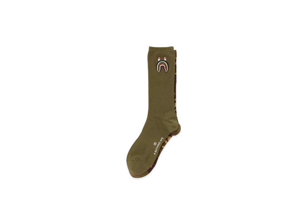 A BATHING APE 1St Shark Socks "Olive Drab"