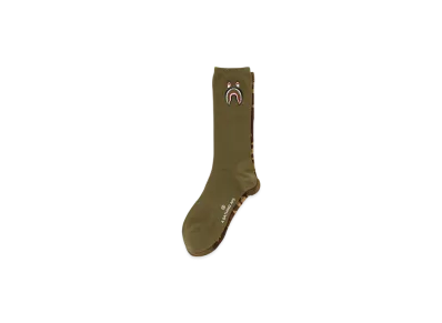 A BATHING APE 1St Shark Socks "Olive Drab"