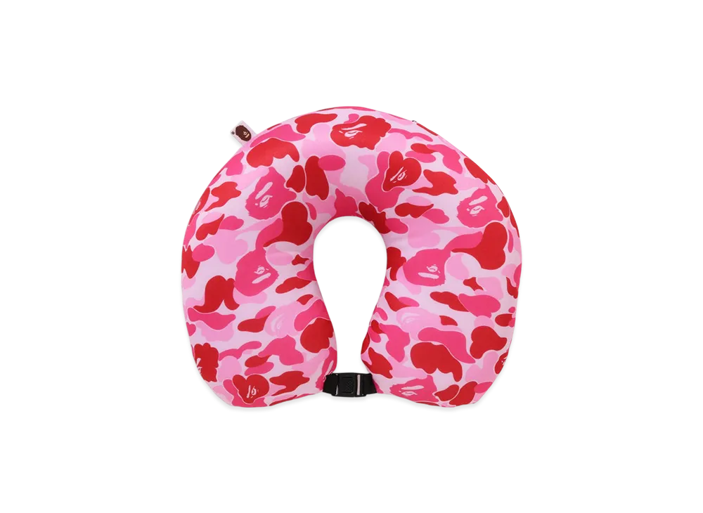 A BATHING APE ABC Camo 2Way Ape Head Neck Pillow Travel "Pink"