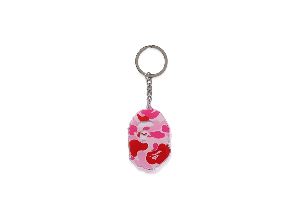A BATHING APE ABC Camo Ape Head Acrylic Keychain "Pink"
