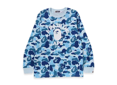 A BATHING APE ABC Camo College LS Tee "Blue"