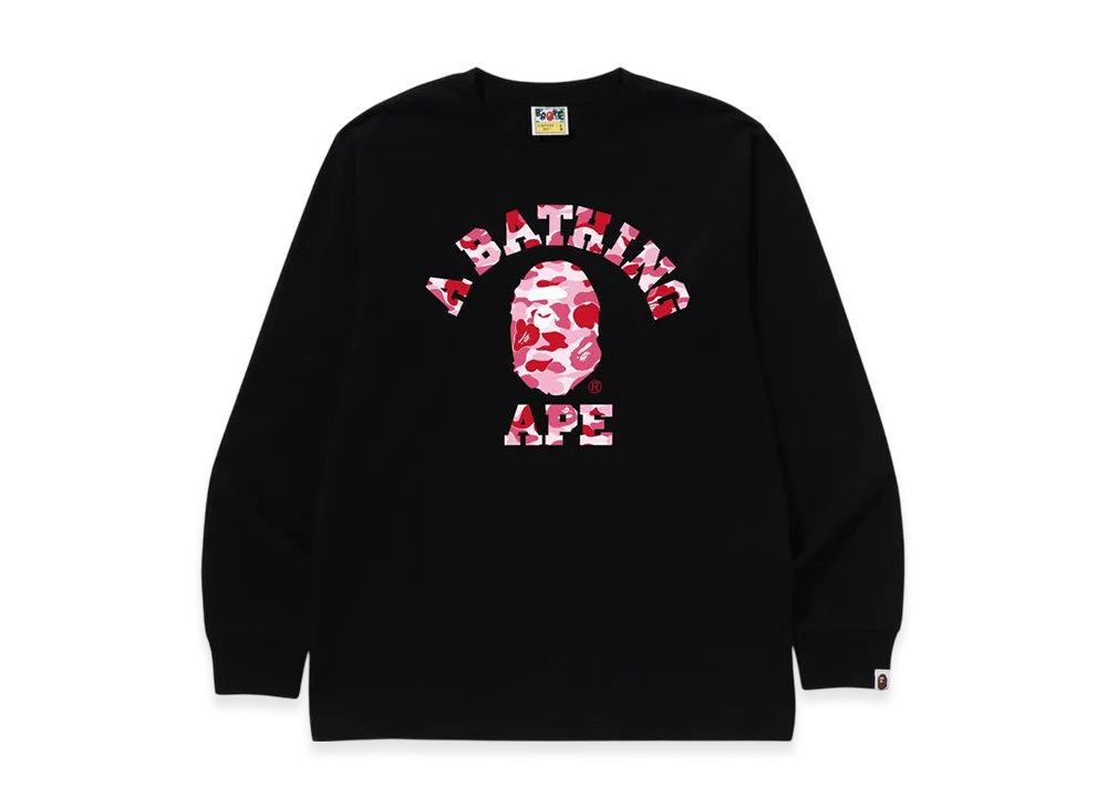 A BATHING APE ABC Camo College LS Tee "Black/Pink"