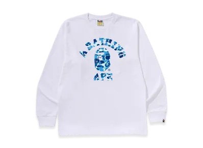 A BATHING APE ABC Camo College LS Tee "White/Blue"