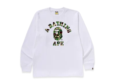 A BATHING APE ABC Camo College LS Tee "White/Green"