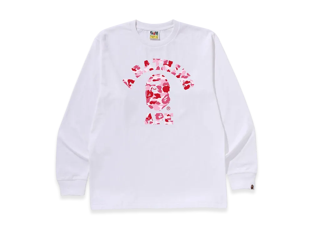 A BATHING APE ABC Camo College LS Tee "White/Pink"