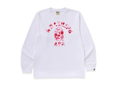 A BATHING APE ABC Camo College LS Tee "White/Pink"