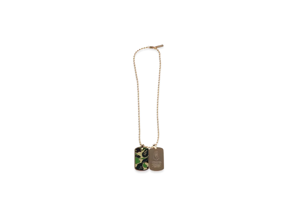 A BATHING APE ABC Camo Dog Tag Set Necklace "Gold"
