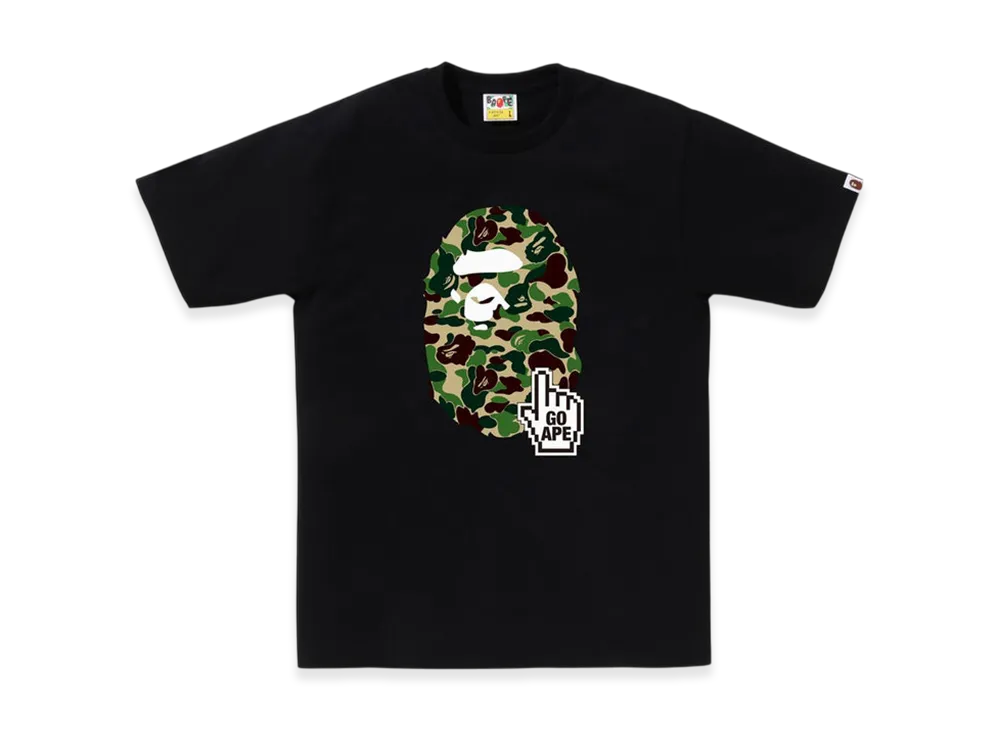 A BATHING APE ABC Camo Go Ape Pointer Ape Head Tee Bapec "Black/Green"