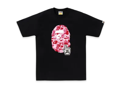 A BATHING APE ABC Camo Go Ape Pointer Ape Head Tee Bapec "Black/Pink"