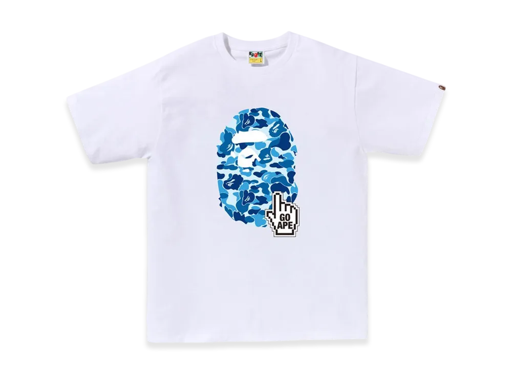 A BATHING APE ABC Camo Go Ape Pointer Ape Head Tee Bapec "White/Blue"
