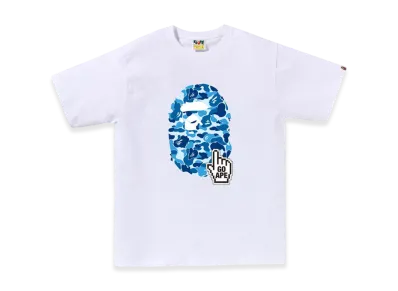 A BATHING APE ABC Camo Go Ape Pointer Ape Head Tee Bapec "White/Blue"