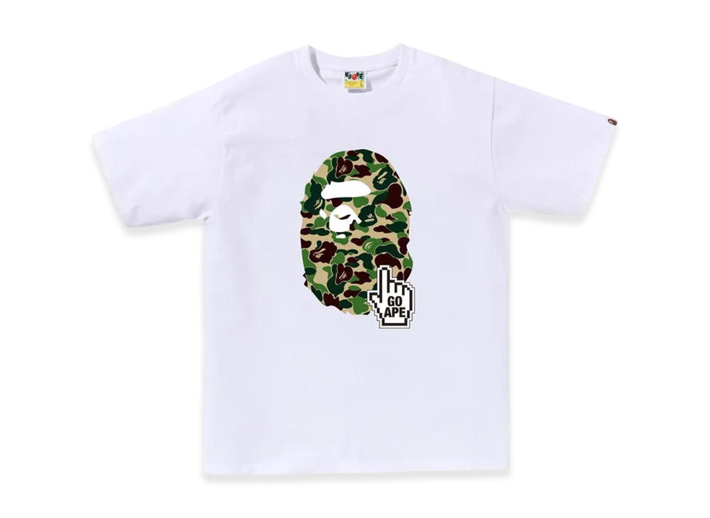 A BATHING APE ABC Camo Go Ape Pointer Ape Head Tee Bapec "White/Green"
