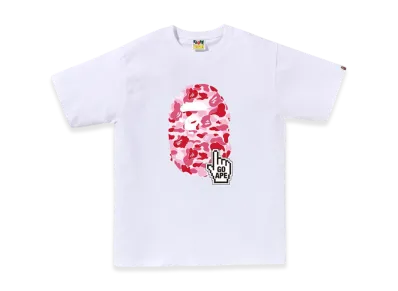 A BATHING APE ABC Camo Go Ape Pointer Ape Head Tee Bapec "White/Pink"