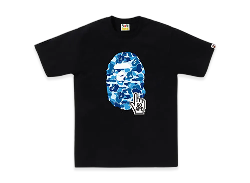 A BATHING APE ABC Camo Go Ape Pointer Ape Head Tee Bapec "Black/Blue"
