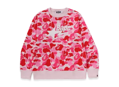A BATHING APE ABC Camo Rhinestone Bape Sta Crewneck Sweatshirt "Pink"