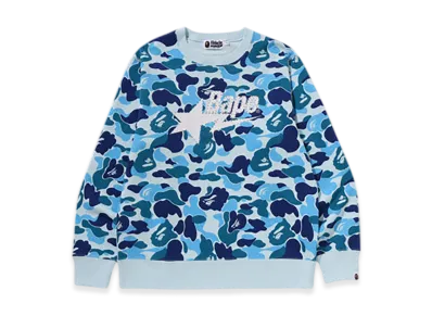 A BATHING APE ABC Camo Rhinestone Bape Sta Crewneck Sweatshirt "Blue"