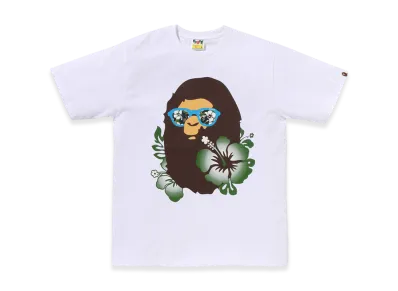 A BATHING APE ABC Resort Camo Ape Head Tee "White"